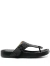 Loewe Logo-plaque Leather Flip Flops In Black