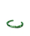 Loewe Twisted Metallic Open Cuff Bracelet In Green