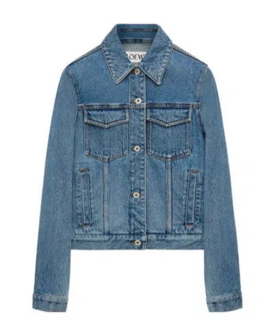 Loewe Logo-print Denim Jacket In Blue