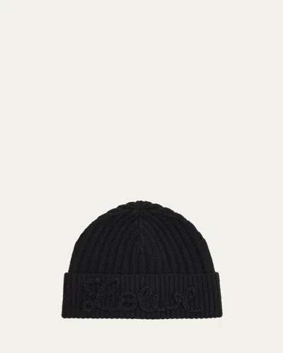 Loewe Logo-print Wool Beanie In Light Beige