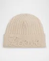 Loewe Logo-print Wool Beanie In Light Beige