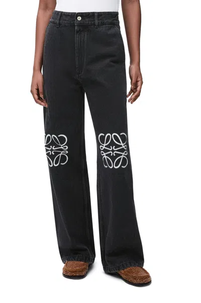 Loewe Logo Printed Straight-leg Jeans In Black