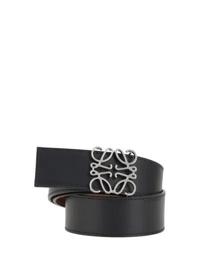 Loewe 4cm Reversible Leather Belt In Black/tan/palladium