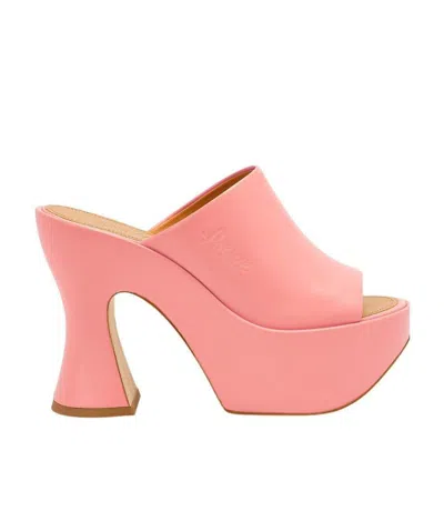Loewe Logo Round Head High-heeled Sandals In Pink