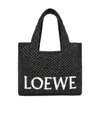 Loewe Logo Medium Tote Bag In Raffia In Black