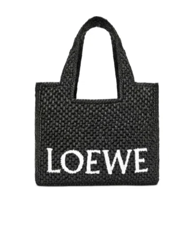 LOEWE SMALL LOEWE FONT TOTE IN RAFFIA