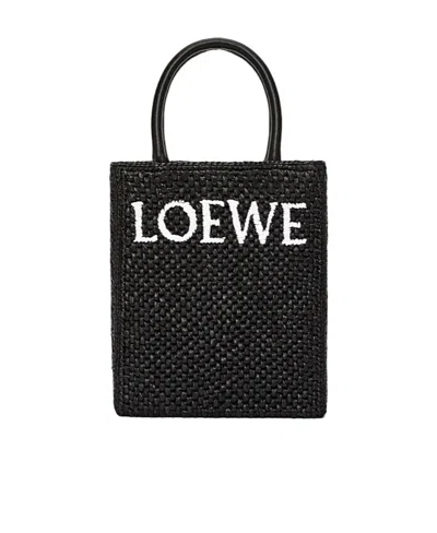 Loewe Standard A5 Tote Bag In Raffia In Black