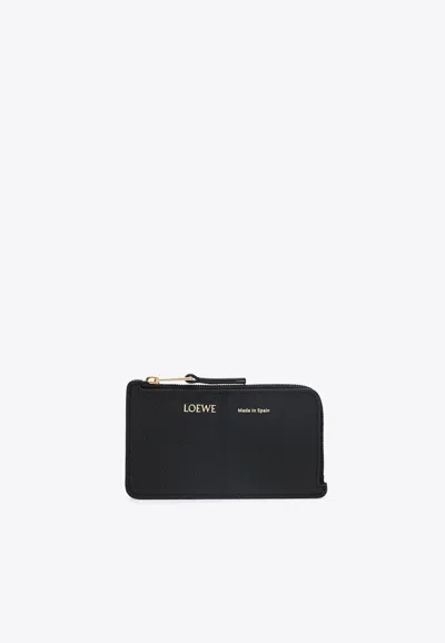 Loewe Logo Stamp Zip Cardholder In Black
