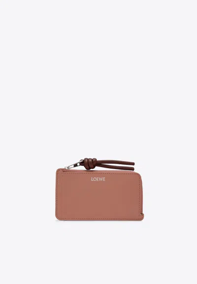 Loewe Logo Stamp Zip Cardholder In Pink