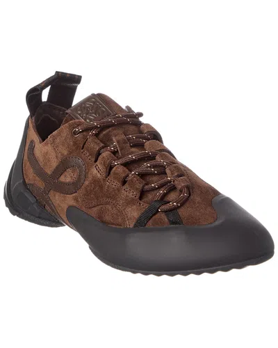 Loewe Logo Suede Sneaker In Brown
