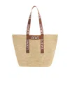 Loewe Logo-tape Raffia Tote In Nude
