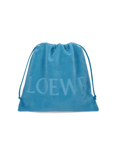 Loewe Logo Terry Pouch In Light Blue