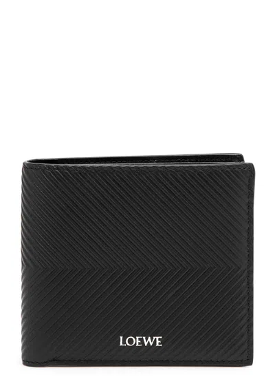 Loewe Logo Textured Leather Wallet In Black
