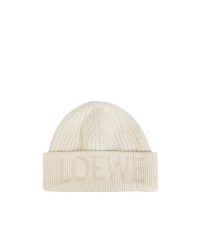 Loewe Beanie In Wool In White