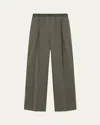 Loewe Womens Khaki Green Logo-waistband Straight-leg Woven Trousers In Black