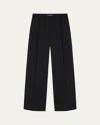 Loewe Wool Trousers With Wide Leg And Elastic Waistband In Black