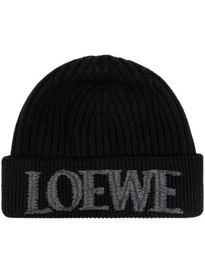 Loewe Logo Wool Beanie In Black