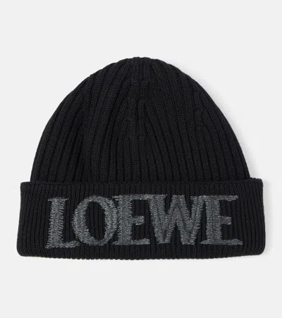 Loewe Logo Wool Beanie In Black