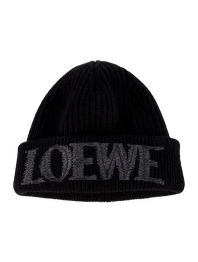 Pre-owned Loewe Logo Wool Beanie In Black/grey