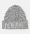 Loewe Logo Wool Beanie In Grey