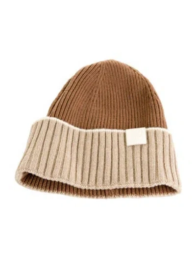 Pre-owned Loewe Logo Wool Beanie Hat In Brown