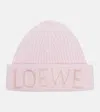 Loewe Logo Wool Beanie In Pink