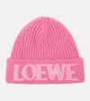 Loewe Logo Wool Beanie In Pink