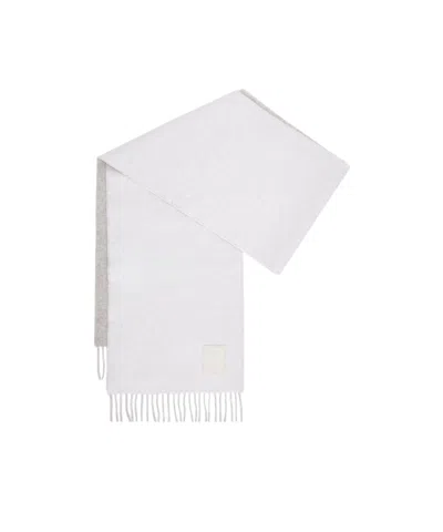 Loewe Logo Wool Cashmere Scarf In White
