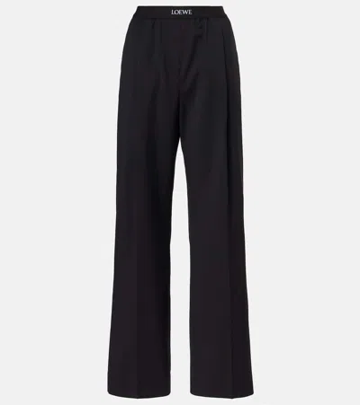 Loewe Logo Wool Mid-rise Straight Pants