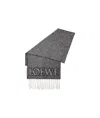 Loewe Logo Fringe Wool-blend Scarf In Gray