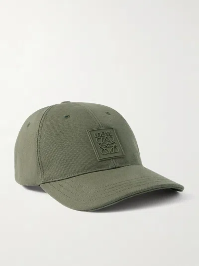 Loewe Logo Embroidered Cap In Green