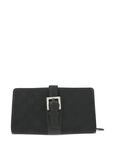 Pre-owned Loewe Logo-detail Buckle Wallet In Black