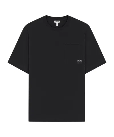 Loewe Logo-embroidered Cotton T-shirt In Black