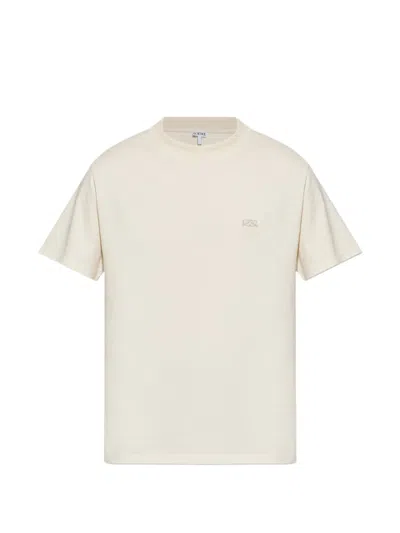 Loewe Logo-embroidered Cotton T-shirt In Neutral