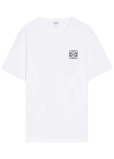Loewe Logo-embroidered Cotton T-shirt In White