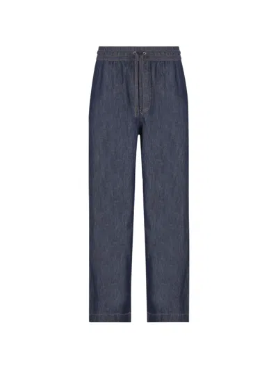 Loewe Logo-embroidered Drawstring Trousers. In Blue