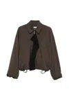 Loewe Viscose Blend Jacket Contrast Panel Pockets In Brown