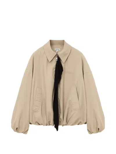 Loewe Polyester Jacket Long Sleeves Collared Front Pockets In Brown