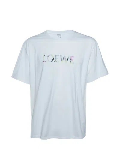 Pre-owned Loewe Logo-embroidered Relaxed-fit T-shirt In White