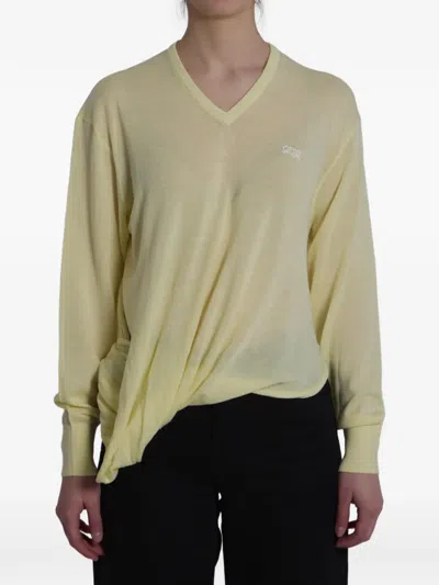 Loewe Logo-embroidered Sweater In Yellow