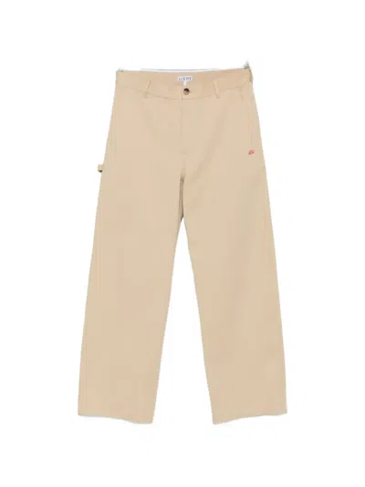 Loewe Logo-embroidered Trousers In Neutral