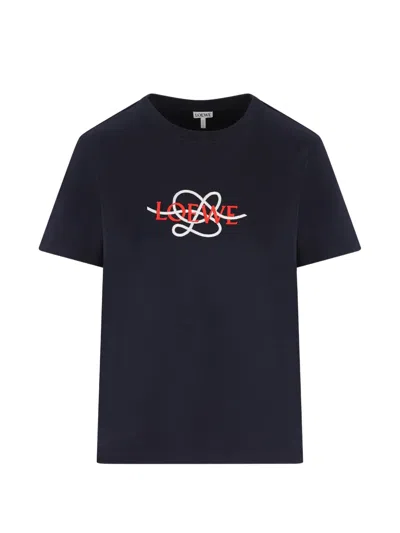 Loewe Anagram-embroidered Cotton-blend T-shirt In Blue