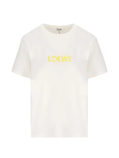 Loewe Anagram-embroidered Cotton-blend T-shirt In White
