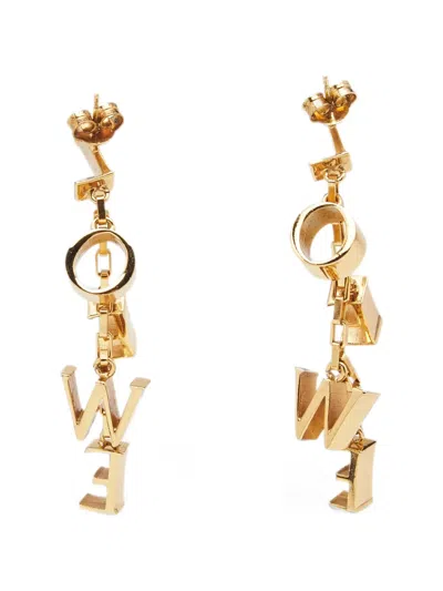 Pre-owned Loewe Logo-motif Drop Earrings In Gold