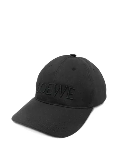 Loewe Canvas Baseball Cap With Logo Embroidery In Black