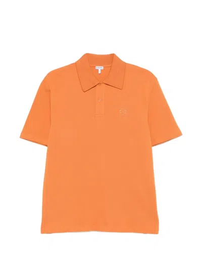Loewe Logo-motif Polo Shirt In Orange