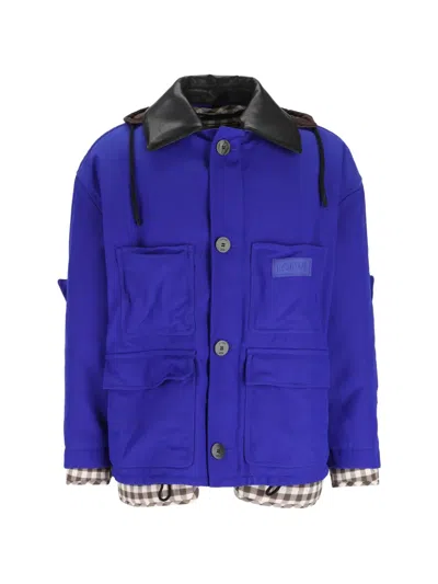 Loewe Logo-patch Contrast-trim Jacket In Blue
