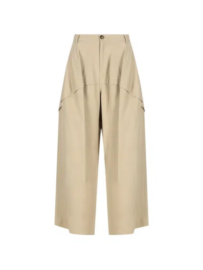 Loewe Panelled Trousers Mid Waist Relaxed Fit In Neutral