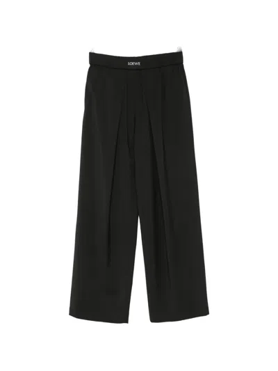 Loewe Logo-patch Pleated Trousers In Black