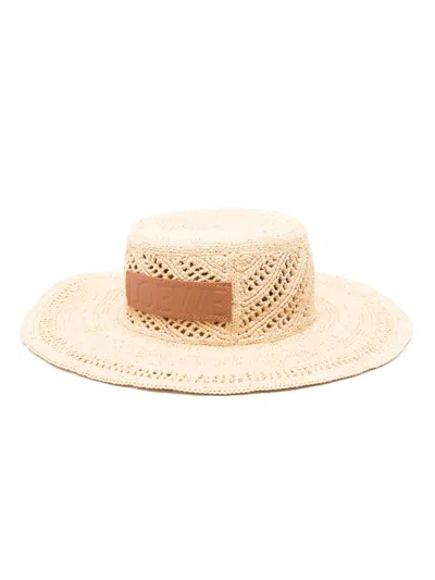 Loewe Logo-patch Raffia Sun Hat In Neutral